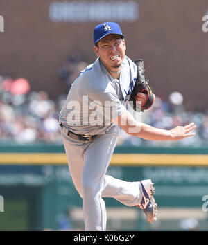 Detroit, Michigan, USA. 20th Aug, 2017. Kenta Maeda (Dodgers) MLB : Los Angeles Dodgers starting pitcher Kenta Maeda pitches during the Major League Baseball game against the Detroit Tigers at Comerica Park in Detroit, Michigan, United States . Credit: AFLO/Alamy Live News Stock Photo