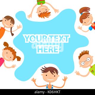 banner kid child Funny cartoon character. Vector illustration Stock Vector