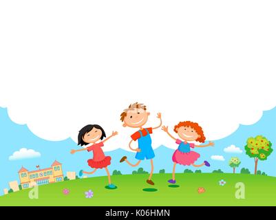 children play clouds design over sky background vector illustration Stock Vector
