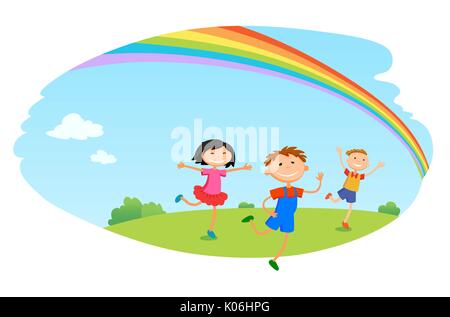 children play clouds design over sky background vector illustration Stock Vector