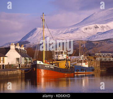 Winter view towards Ben Nevis from the Corpach Basin, Corpach, Inverness-shire Stock Photo