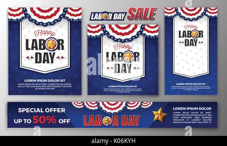 Happy Labor day banner background design. Vector illustration Stock Vector