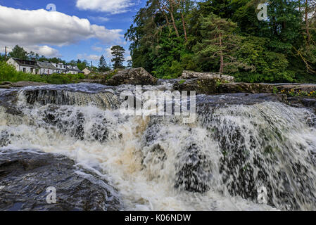 Falls of Dochart, whitewater rapid in the village Killin, Loch Lomond & The Trossachs National Park, Stirling, Scotland, UK Stock Photo