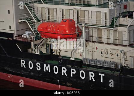 Live raft on Rosmorport ship Stock Photo