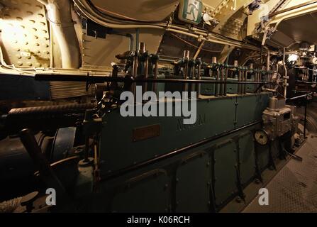 Inside Submarine Vesikko, Suomenlinna, Helsinki, Finland Stock Photo