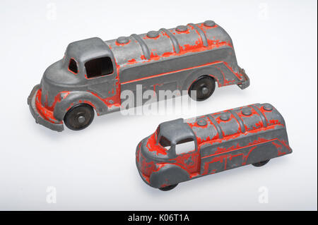 Cast White Metal toy Gas truck Stock Photo