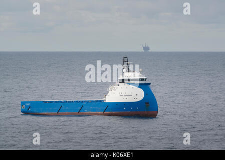 The Nad Guardian supply vessel, working in the North Sea, supplying the oil and gas industry. credit: LEE RAMSDEN / ALAMY Stock Photo