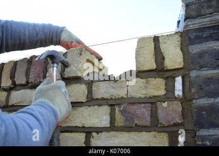 Male worker laying bricks Stock Photo