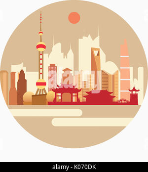 Illustration of landmarks in China Stock Photo