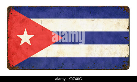 Vintage metal sign on a white background - Flag of Cuba Stock Photo