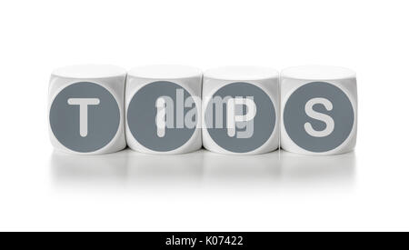 Letter dice on a white background - Tips Stock Photo