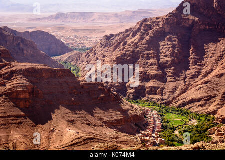 Photo from a hill overlooking the Dades oasis. Dades Gorge, Morocco Stock Photo