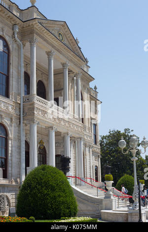 26 July 2017, Istanbul, Turkey - Entrance to Dolmabahce palace, home of sultans and Ataturk Stock Photo