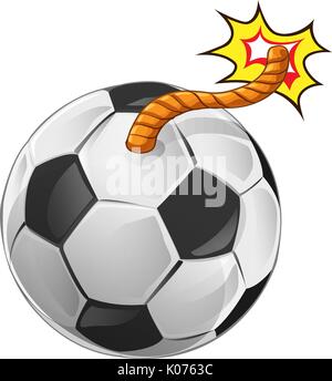 Abstract soccer ball shaped like a bomb. Illustration on white background for design Stock Vector