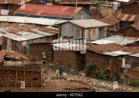 Kibera, one of Africa's largest slums, near Nairobi, Kenya Stock Photo