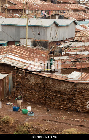 Kibera, one of Africa's largest slums, near Nairobi, Kenya Stock Photo