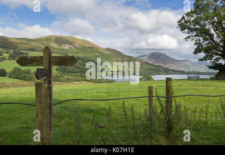 A public footpath popular with walkers at the north-western end of Loweswater in the Lake District, Cumbria, England Stock Photo