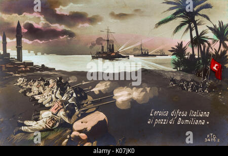 Italo-Turkish War - Defense of the Bumiliana Wells, Libya Stock Photo