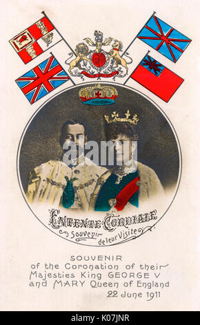 Souvenir postcard - King George V Coronation - 22 June 1911 Stock Photo