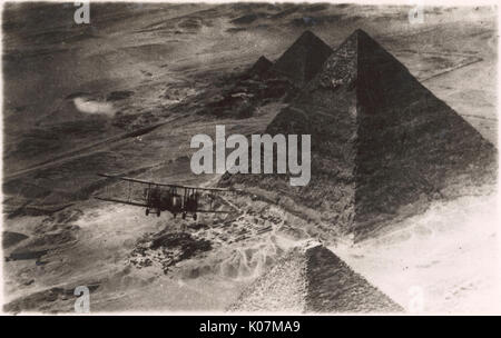 Aerial View of the Pyramids of Giza, Cairo, Egypt Stock Photo