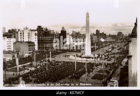 Avenida 9 de Julio - Buenos Aires, Argentina on Flag Day Stock Photo