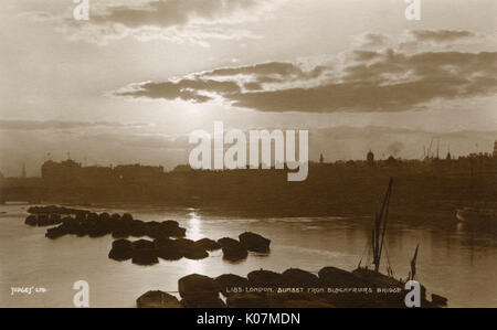 London at sunset - View westward from Blackfriars Bridge Stock Photo