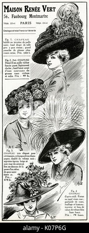 Advert for Maison Renee Vert, women's hats 1910 Stock Photo