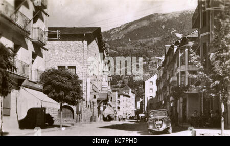 Main street, Les Escaldes, Valleys of Andorra, Andorra Stock Photo