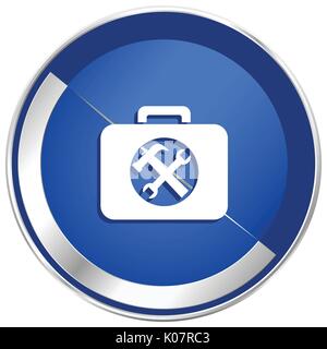 Toolkit silver metallic web and mobile phone vector icon in eps 10. Stock Vector