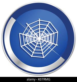 Spider web silver metallic web and mobile phone vector icon in eps 10. Stock Vector