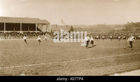 Sheffield Wednesday football team playing at match at Owlerton Stadium (later renamed Hillsborough), Sheffield, Yorkshire.      Date: circa 1904 Stock Photo