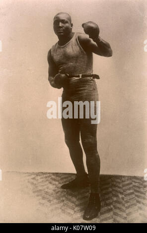 Jack Johnson (1878-1946), nicknamed the Galveston Giant, African-American world heavyweight champion boxer, 1908-1915.      Date: 1900s
