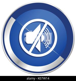 Mute silver metallic web and mobile phone vector icon in eps 10. Stock Vector
