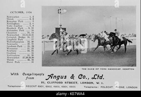 Horses running in Duke of York Handicap, Kempton Park Stock Photo