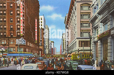 Los Angeles, California - Crowds - 7th Street at Broadway Stock Photo