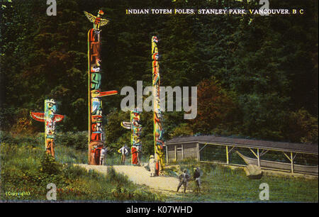 Vancouver, British Columbia, Canada - Indian Totem Poles Stock Photo