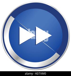 Rewind silver metallic web and mobile phone vector icon in eps 10. Stock Vector