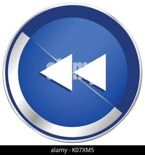 Rewind silver metallic web and mobile phone vector icon in eps 10. Stock Vector