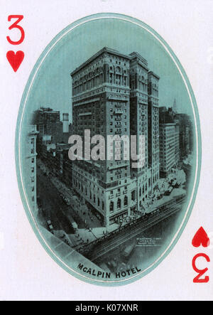 New York City - Playing card - McAlpin Hotel - 3 of Hearts Stock Photo