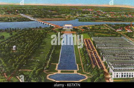 Washington DC, USA - Lincoln Memorial - Birds's eye view Stock Photo