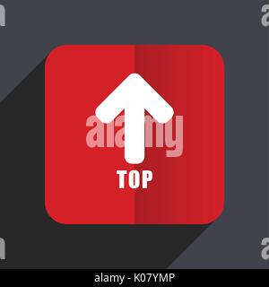 Top flat design web vector icon. Red square sign on gray background in eps 10. Stock Vector