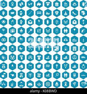 100 love icons sapphirine violet Stock Vector