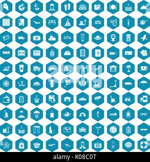 100 luggage icons sapphirine violet Stock Vector
