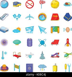 Airplane icons set, cartoon style Stock Vector