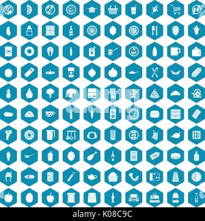 100 lunch icons sapphirine violet Stock Vector