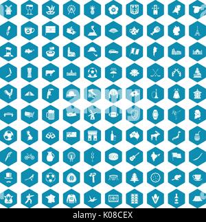 100 map icons sapphirine violet Stock Vector