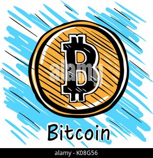 Bitcoin  Hand drawn sketch  Stock Vector