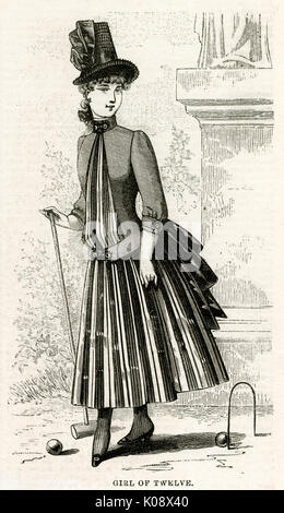 Twelve year old girl outdoor clothing 1886 Stock Photo
