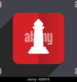 Chess flat design web vector icon. Red square sign on gray background in eps 10. Stock Vector