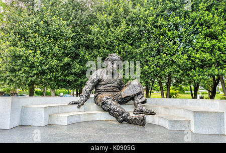 The Albert Einstein Memorial, a bronze statue at the National Academy of Sciences in Washington, D.C. Stock Photo